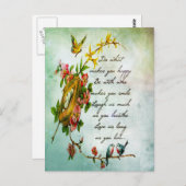 Schöner, Vintager Blumenstrauß mit Vögeln Postkarte (Vorne/Hinten)