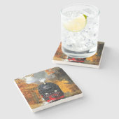 Schöner Vintager Dampfzug Motor Train Steinuntersetzer (Seitenansicht)