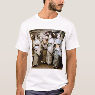 Schöner Vintager Geisha in den Kimonos altes Japa T-Shirt
