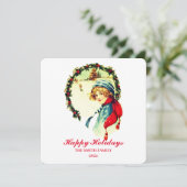 Schöner Vintager Junge Feiertagskarte (Stehend Vorderseite)