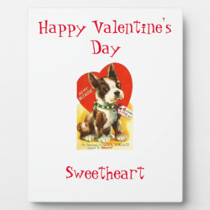 Schöner Vintager Valentine-Boston-Terrier-Welpe Fotoplatte