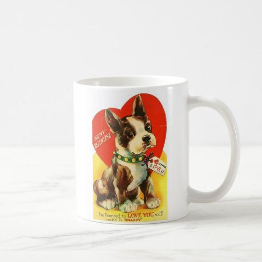 Schöner Vintager Valentine-Boston-Terrier-Welpe Kaffeetasse (Rechts)
