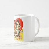 Schöner Vintager Valentine-Boston-Terrier-Welpe Kaffeetasse (VorderseiteRechts)