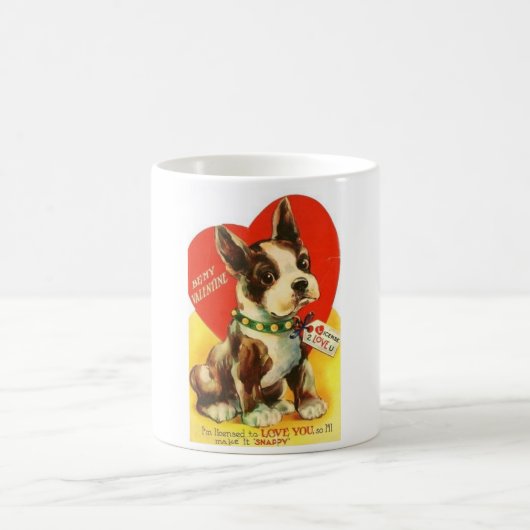 Schöner Vintager Valentine-Boston-Terrier-Welpe Kaffeetasse (Mittel)
