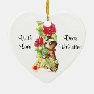 Schöner Vintager Valentine Boston Terrier Welpe Keramikornament