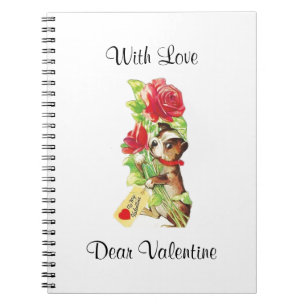 Schöner Vintager Valentine Boston Terrier Welpe Notizblock