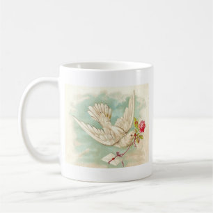 SCHÖNER Vintager Viktorianischer Taubenbrief Kaffeetasse