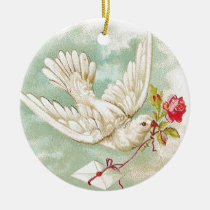 SCHÖNER Vintager Viktorianischer Taubenbrief Keramikornament