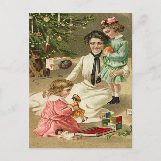 Schöner Vintager Viktorianischer Weihnachtsbaum Postkarte (Vorderseite)