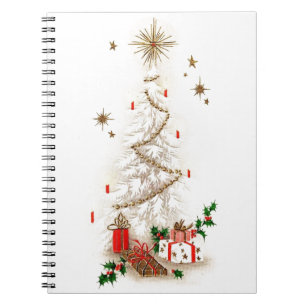 Schöner Vintager Weihnachtsbaum aus dem Mittelalte Notizblock