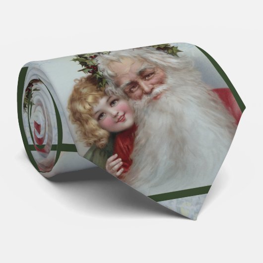Schöner Vintager Weihnachtsmann und Girl Neck Tie Krawatte (Gerollt)