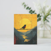 Schöner Vogel auf einem Draht in den Bergen Postkarte (Stehend Vorderseite)