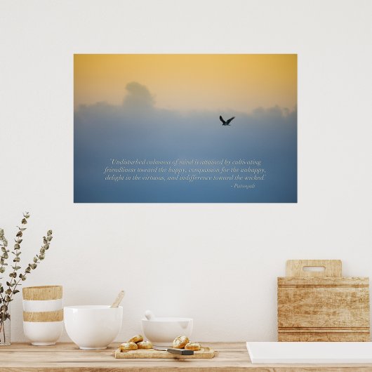Schöner Vogel in Wolken mit spirituellem Zitat Poster (Küche)