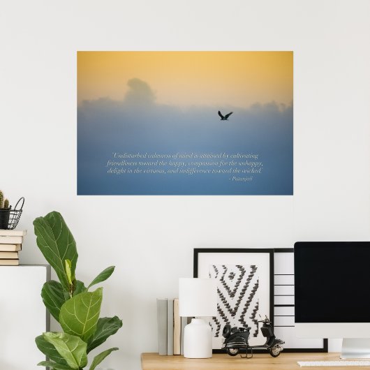 Schöner Vogel in Wolken mit spirituellem Zitat Poster (Heimbüro)