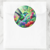 schöner Vogel mit Blume Runder Aufkleber (Tasche)