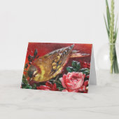 Schöner Vogel mit Rose Karte (Vorderseite)