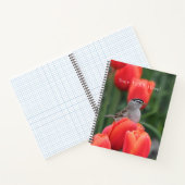 Schöner Vogel mit Tulips-Spiral-Notebook Notizblock (Innenseite)