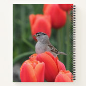 Schöner Vogel mit Tulips-Spiral-Notebook Notizblock (Rückseite)
