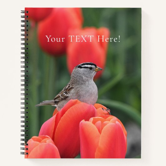 Schöner Vogel mit Tulips-Spiral-Notebook Notizblock (Vorderseite)