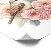Schöner Vogel & Rosen Poster (Ecke)