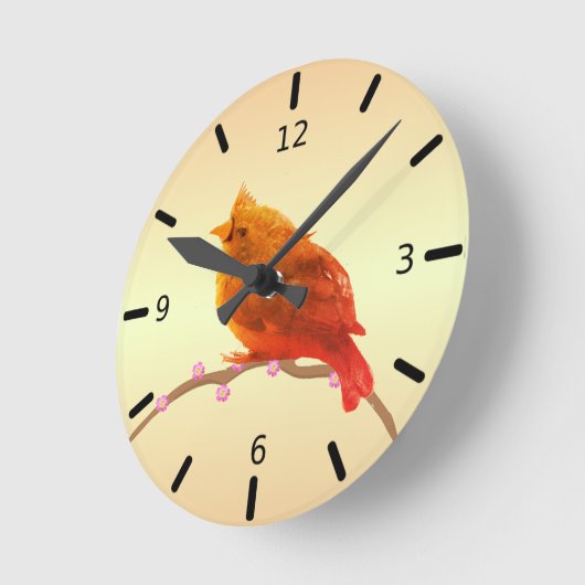 Schöner Vogel Runde Wanduhr (Winkel)