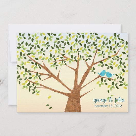 Schöner Vogelbaum Einladung (Vorderseite)