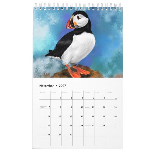 Schöner Vogelkalender - Malerei Kalender (Nov 2027)
