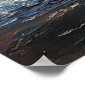 Schöner Vollmond, der auf Meereswellen reflektiert Poster (Ecke)