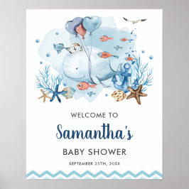 Schöner Wal unter der Sea Baby Dusche Willkommen Poster