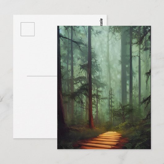 Schöner Waldweg Digitale Kunst Postkarte (Vorne/Hinten)