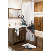 schöner Wallon auf einem Felsen in Aquarell Badematte