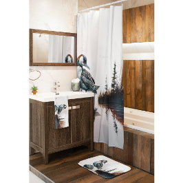 schöner Wallon auf einem Felsen in Aquarell Badematte