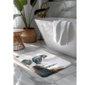 schöner Wallon auf einem Felsen in Aquarell Badematte