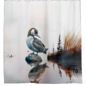 schöner Wallon auf einem Felsen in Aquarell Duschvorhang (Vorderseite)