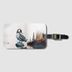 schöner Wallon auf einem Felsen in Aquarell Gepäckanhänger