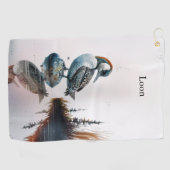 schöner Wallon auf einem Felsen in Aquarell Golfhandtuch (Horizontal)