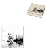 schöner Wallon auf einem Felsen in Aquarell Gummistempel (Stempel)