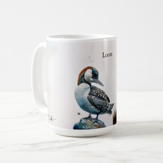 schöner Wallon auf einem Felsen in Aquarell Kaffeetasse (Vorderseite Links)
