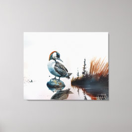 schöner Wallon auf einem Felsen in Aquarell Leinwanddruck