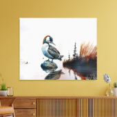 schöner Wallon auf einem Felsen in Aquarell Leinwanddruck (Insitu (Wohnzimmer))