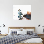 schöner Wallon auf einem Felsen in Aquarell Leinwanddruck (Insitu (Schlafzimmer))