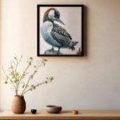 schöner Wallon auf einem Felsen in Aquarell Poster