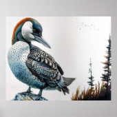 schöner Wallon auf einem Felsen in Aquarell Poster (Vorne)