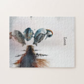 schöner Wallon auf einem Felsen in Aquarell Puzzle (Horizontal)