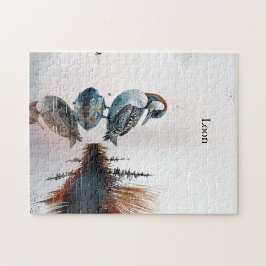 schöner Wallon auf einem Felsen in Aquarell Puzzle (Horizontal)