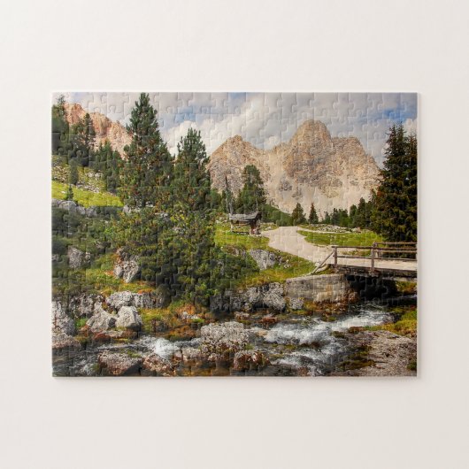 Schöner Wanderweg Fluss, Bäume & Berge Puzzle (Horizontal)