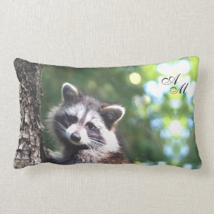 Schöner Waschbär im Dschungel & Monogramm Lendenkissen