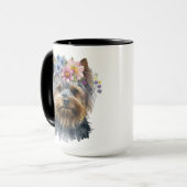 SCHÖNER WASSERCOLOR YORKSHIRE TERRIER HUND TASSE (Vorderseite Links)