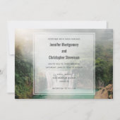 Schöner Wasserfall bei einer Hochzeit im Grünen Einladung (Vorderseite)