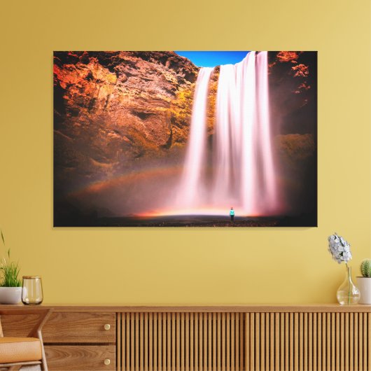 Schöner Wasserfall bei Sonnenuntergang Naturfotogr Leinwanddruck (Insitu (Wohnzimmer))